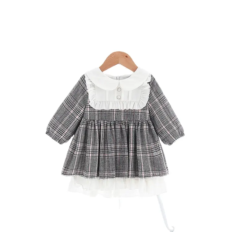유아 패션 패턴 캐주얼 부티크 아이 옷 칼라 레이스 소녀 아기 드레스 높은 품질