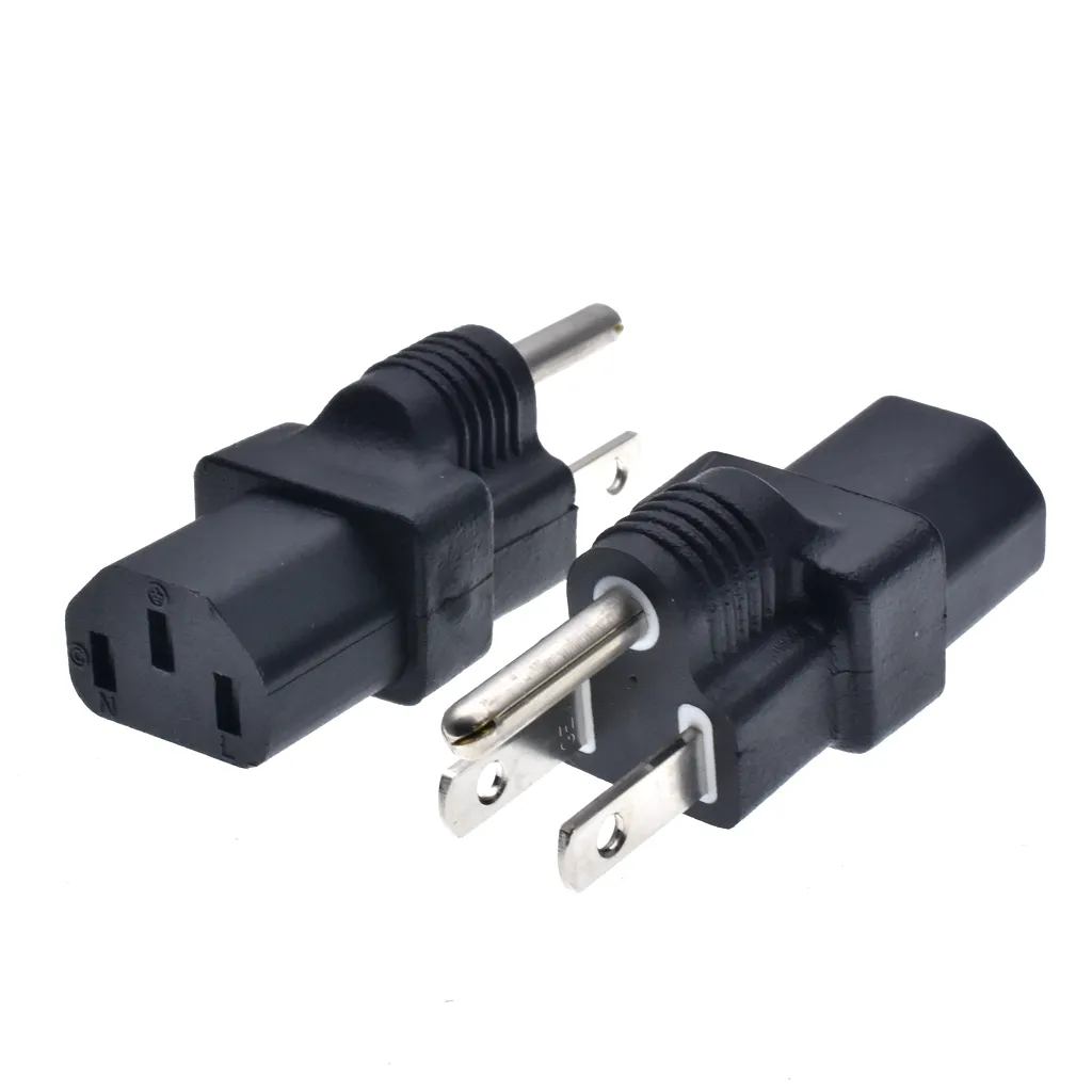Power Adapter PDU UPS American Plug Converter, NEMA 5-15 P MALE TO IEC 320 C13 Female Adapter.
