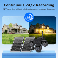 Caméra de sécurité CCTV solaire 4G avec 5 objectifs 20MP, zoom 10X, AOV, projecteur 24/7, IP66, PTZ, suivi IA, application OKAM