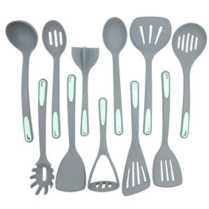 مجموعة ملاعق سيليكون رمادية فاتحة غير لاصقة للقلب والقلب، أدوات مطبخ للخبز مقاومة للحرارة، آمنة للغسالة والأفران، 9-12 قطعة - Product Image 1