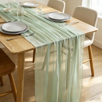Chemin de table plissé en polyester, tissu transparent froissé 80x300cm, couleur personnalisée pour mariage, maison, table à manger