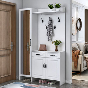 Zapatero simple para puerta, armario para pasillo, abrigo, almacenamiento de pared con espejo de espiga, estante de gran capacidad para estar - Product Image 3