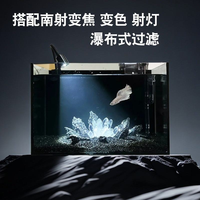 Aquarium de bureau en verre transparent esthétique professionnel, vue sur la montagne enneigée, mini aquarium facile à nettoyer, système de filtration nano, aquarium pour crevettes