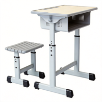 Table d'étude multifonctionnelle moderne en métal pour étudiants avec tiroir à livres et crochet pour sac, bureau inclinable, design anti-pincement pour lycée