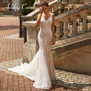 Ashley Carol sirena <span class=keywords><strong>vestidos</strong></span> de novia 2022 novia hermosa con cuentas apliques vestido de novia - Product Image 1