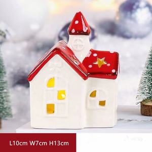 Sculpture en céramique de Noël, bonhomme de neige, Père Noël, renne, gnome, arbre avec lumière LED, figurine creuse, décoration lumineuse pour la maison - Product Image 5