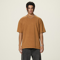 T-shirt Oversize en Coton 260 g/m² Streetwear Gris Délavé à l'Acide Coupe Boxy Courte avec Logo Personnalisé pour Homme