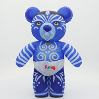 Costume de mascotte gonflable d'ours bébé imprimé sur mesure avec motif bleu, sucette et couche pour spectacle de festival