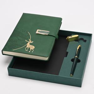 Set de Regalo de Diario de Cuero PU Verde con Logotipo Personalizado |   Libreta de Negocios con Bolígrafo para Regalos de Empleados, Eventos, Obsequios de Conferencias - Product Image 1