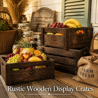 Caisses à légumes en bois rustiques et écologiques, boîtes de rangement pour produits frais, impression personnalisable, marque Landy, Shandong OEM, marchés agricoles