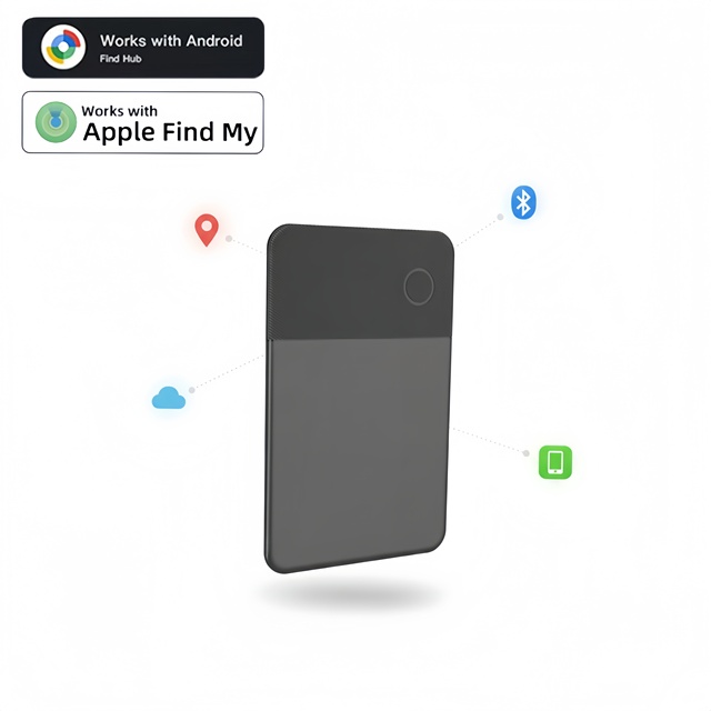 Smart GPS Card Tracker for Locator for Child Rechargeable Battery Find My Network Cellular Tracking IOS Android Compatible