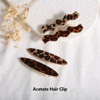 Lot de pinces à cheveux professionnelles motif léopard, ornées de strass, en forme de fleur et de cœur, style français, épingles latérales pour un coiffage tendance et stylé, vente en gros