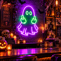 Enseigne néon fantôme d'Halloween personnalisée, alimentée par USB, lumière LED néon à intensité variable pour bar, chambre, salle de jeux, décoration de fête