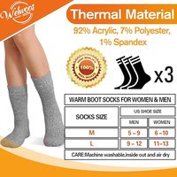 Chaussettes Thermiques Chaudes Personnalisées 3 Paires pour Femmes et Hommes, Chaussettes Épaisses Isolées pour Bottes de Ski d'Hiver pour Temps Froid
