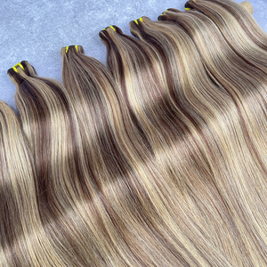 Extensions de cheveux humains lisses P4/27, mèches de cheveux vierges à deux tons, brun et <span class=keywords><strong>blond</strong></span> miel, extensions lisses et soyeuses - Product Image 3