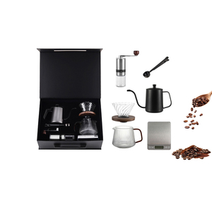 ชุดของขวัญกาแฟดริปแบบเทร้อนรุ่นใหม่พร้อมกล่องเซรามิกบดกาแฟด้วยมือ ที่กรองแก้ว และช้อน - Product Image 6