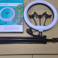 Ring Light dengan Tripod Stand 14 Inch LED Ringlight Kit dengan Penyangga Ponsel, Suhu Warna Dapat Diatur, Pencahayaan Lingkaran