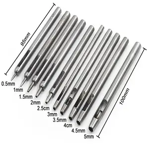 Bộ 10 Dây Da Dây Đeo Lỗ Rỗng Thép Đục Lỗ Bộ Dụng Cụ Đục Lỗ Thủ Công 0.5- 5Mm