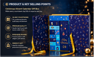 Boîte de calendrier de l'avent personnalisée de luxe, emballage cadeau de Noël, carton rigide avec dorure à chaud, fabricant OEM - Product Image 4