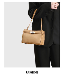 Sac à main pour femme en daim grainé litchi, design de niche, luxe léger, sensation premium, sac à bandoulière classique pour femme - Product Image 6
