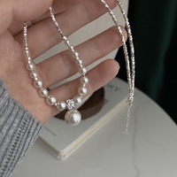 Collier pendentif en perles d'eau douce en gros, 6-13 mm, plaqué tungstène argenté, style luxe léger, bijoux pour femmes
