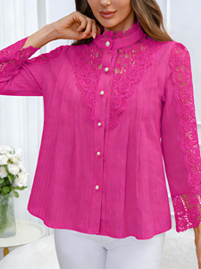 Blusa de Encaje Elegante y Exquisita para Mujer, Primavera/Verano 2026, Nuevo Estilo Moderno, Manga Larga, Tejida, en Existencia en EE. UU. - Product Image 4