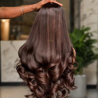 Perruques pour femme en cheveux humains vierges brésiliens, haute densité, frontale en dentelle HD 13X6, sans colle, transparente, marron, ondulée, bouclée crépue