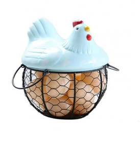 Proveedor de cesta de hierro para huevo, forma de pollo, tamaño mediano, atractiva cesta de alambre de huevo de metal disponible en todos los colores - Product Image 2