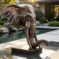 Statue d'art animalier personnalisable de grande taille, sculpture en bronze moderne de luxe pour hall d'hôtel, statue de tête d'éléphant