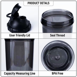 Bouteilles de <span class=keywords><strong>shaker</strong></span> de sport en plastique personnalisées pour poudre protéinée avec logo pour l'entraînement sportif - Product Image 5