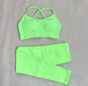 ชุดเลกกิ้งโลโก้สั่งทำ ชุดโยคะไร้รอยต่อสำหรับผู้หญิง เสื้อกล้ามเปิดหลัง กางเกงเอวสูงทรงรัดรูป ชุดออกกำลังกาย ชุดกีฬา - Product Image 3