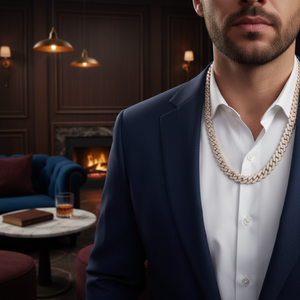 Lujoso collar de cadena de eslabones cubanos para hombres muestra asombrosos diamantes redondos deslumbrantes - Product Image 2