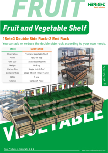 Highbright Durable Wooden Vegetable Display Rack with <b>Plastic</b> <b>Crates</b> for Supermarket & Grocery Stores - Product Image 4