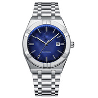 Montre de plongée automatique en acier inoxydable avec logo personnalisé, cristal lumineux, 42 mm, résistante à l'eau 5 BAR, édition limitée, date sur aiguille