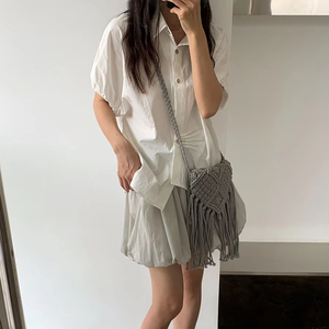<span class=keywords><strong>Chemisier</strong></span> d'été en coton mignon chemises à <span class=keywords><strong>manches</strong></span> <span class=keywords><strong>bouffantes</strong></span> pour femmes vente en gros - Product Image 4