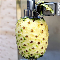 Automatische commerciële ananas schil- en snijmachine set voor fruitverwerkingslijn, optionele snijgroottes van 1-8 mm, op maat gemaakt.