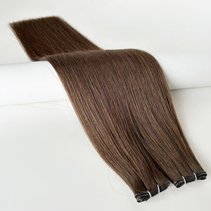 Extensiones <span class=keywords><strong>de</strong></span> Cabello Humano Virgen Sin Procesar <span class=keywords><strong>de</strong></span> Color <span class=keywords><strong>Castaño</strong></span> Cálido <span class=keywords><strong>de</strong></span> 18, 20 y 22 Pulgadas para Cabello Fino - Product Image 1
