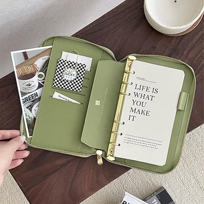High Quality Pu Leather A6 Binder Notebook Journals Planner Diary Book Sleeve With Zipper Wallet For Notebooks And Planners