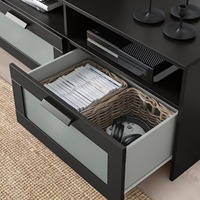 FSC Meuble TV style moderne en bois noir avec tiroirs Vente en gros pour salon et chambre à coucher Mobilier de maison