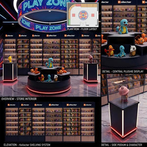 Custom Designer Toy Store Interior Fit-Out <b>IP</b> Collectible Retail Display Fixtures Neon Tech Display Turnkey Shopfitting Solution - Product Image 5