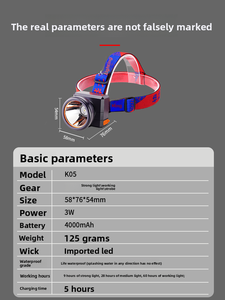 Lampe frontale portable COB <span class=keywords><strong>LED</strong></span> super lumineuse 20W <span class=keywords><strong>IP67</strong></span> étanche pour camping en extérieur, aventures nocturnes, pêche, recharge USB, lithium - Product Image 4