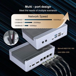 Topton 4 NICs, Firewall de Metal Sólido para <span class=keywords><strong>PC</strong></span>, I3-N305 N150, 2*10G, 2*2.5G RJ45 LANs, DDR5, 2*NVMe, NAS, Mini <span class=keywords><strong>PC</strong></span>, Proxmox, ESXi, <span class=keywords><strong>Servidor</strong></span> Doméstico - Product Image 2