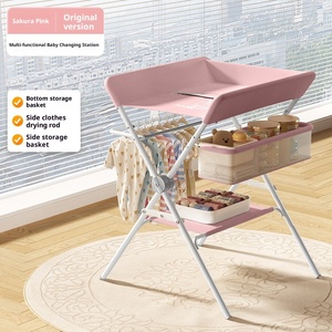 Baby Diaper Changing Table with Mosquito Net Foldable Metal Frame American Style Portable Multifunction for Newborns - Product Image 6