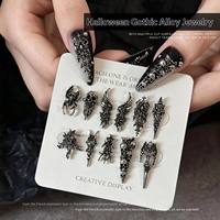 Paso Sico Halloween Alloy Skull Nail Art Charms Dark Gothic-style Metal Wing Spider Nail Accessories Rhinestones Shiny