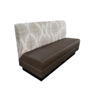 Banquette classique commerciale marron pour café, avec dossier en tissu rembourré, assise en cuir PU et base en bois, pour restaurant
