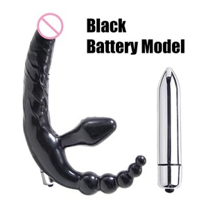 Triple cabeza sin tirantes <span class=keywords><strong>Strapon</strong></span> Bullet Vibe <span class=keywords><strong>Anal</strong></span> Butt Plug Lesbian Vibrator Beads - Product Image 3