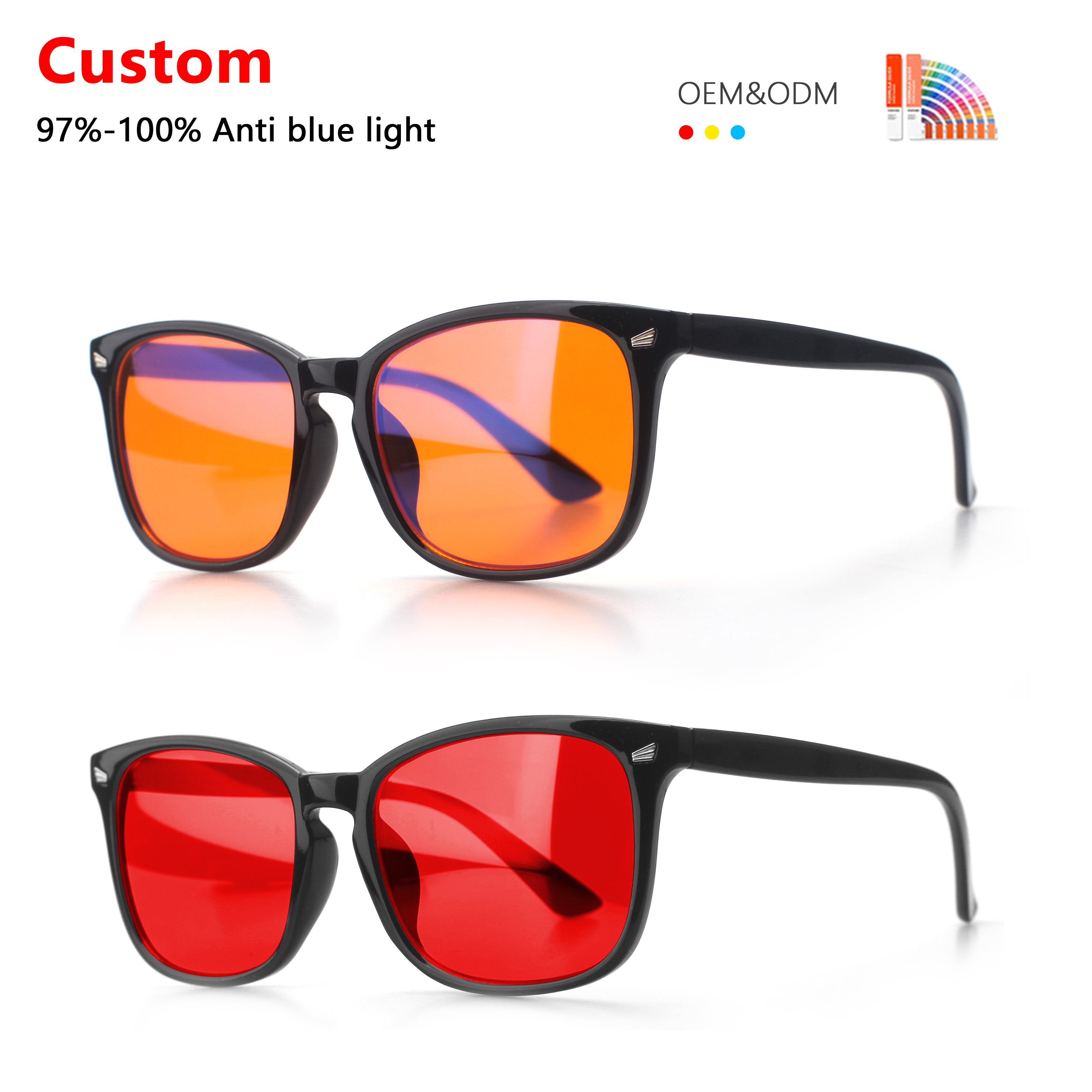 Lunettes de soleil en verre 8082 nouvelle lentille rouge orange lunettes d'ordinateur montures optiques de jeu Anti-lumière bleue bloquant hommes