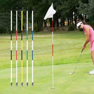 Drapeau de golf professionnel en fibre de verre pour parcours et jardin - Poteau marqueur en PRV avec drapeau haute visibilité - Portable 2, 3, 4, 5 sections - Product Image 2