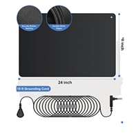 Tapis de mise à la terre et protège-matelas 40x60cm avec cordon de mise à la terre de 4,5m, en cuir PU antidérapant pour la maison et les voyages