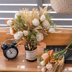 ช่อดอกกุหลาบแห้งประดิษฐ์ CallaFloral สีขาว สีชมพูอ่อน สีแชมเปญ สำหรับตกแต่งงานแต่งงาน ตกแต่งบ้าน ทำด้วยมือ สไตล์ INS สำหรับขายต่างประเทศ - Product Image 1